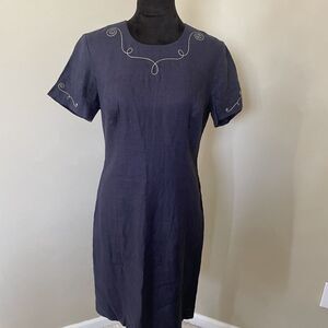German Linen Dress US Size 10 Landhaus C&A Naturally Dress Decorative Stitching